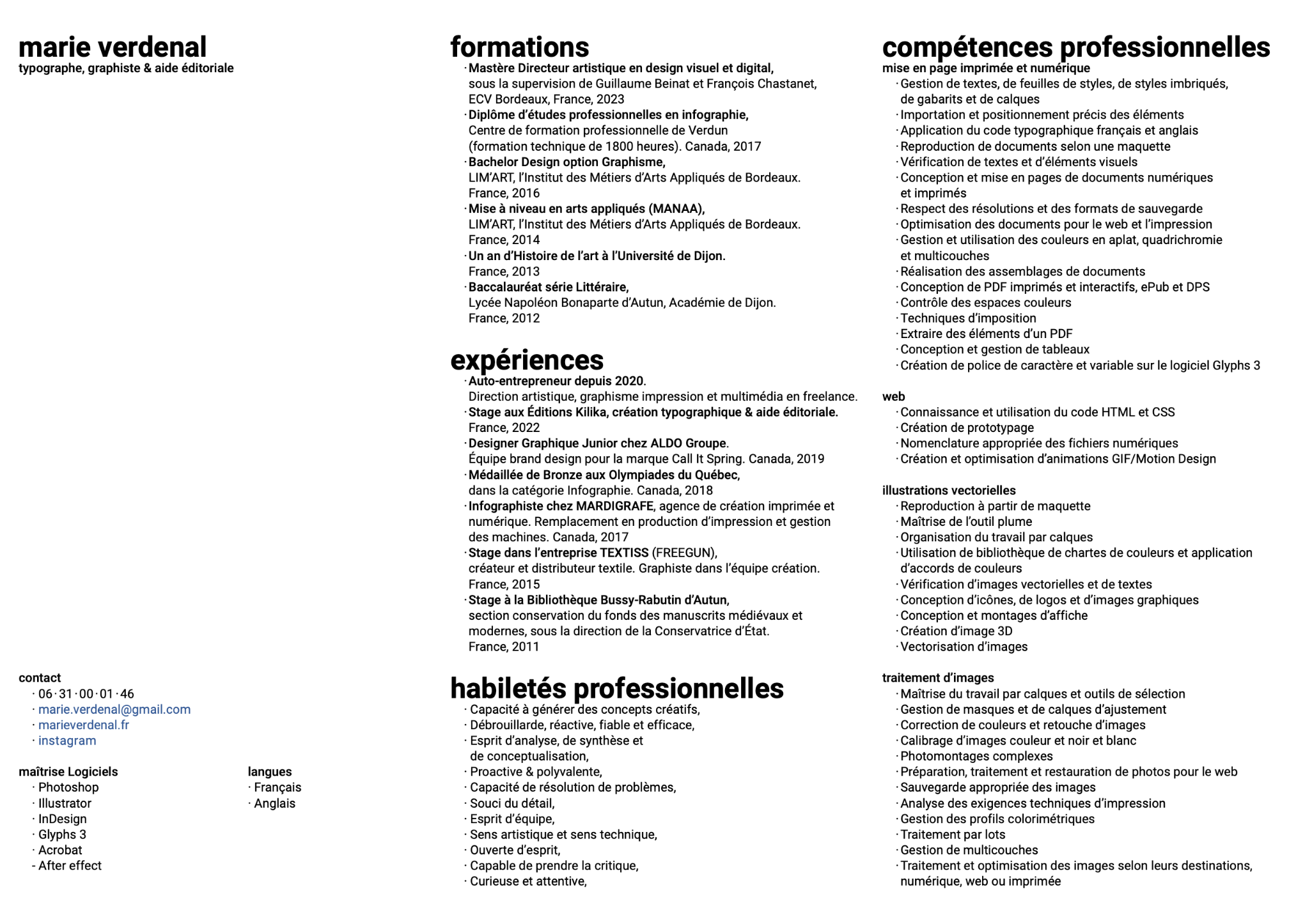 Voir le CV de Marie Verdenal